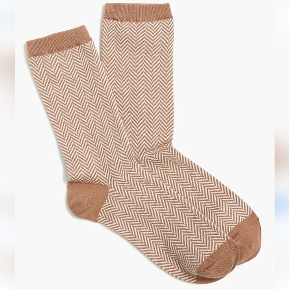 J.crew Herringbone trouser socks camel color cotton blend socks